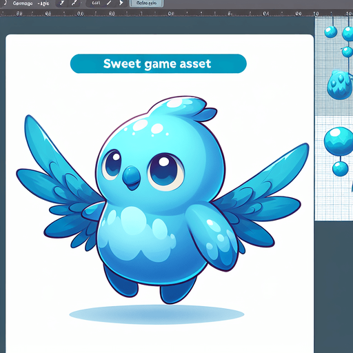 uçan mavi renkte tatlı bir yaratık.
Single Game Texture.  In-Game asset.  2d.  Blank background.  High contrast.  No shadows