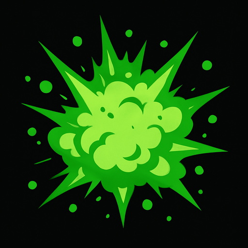 Explosión verde.
In-Game asset.  2d.  High contrast.  No shadows