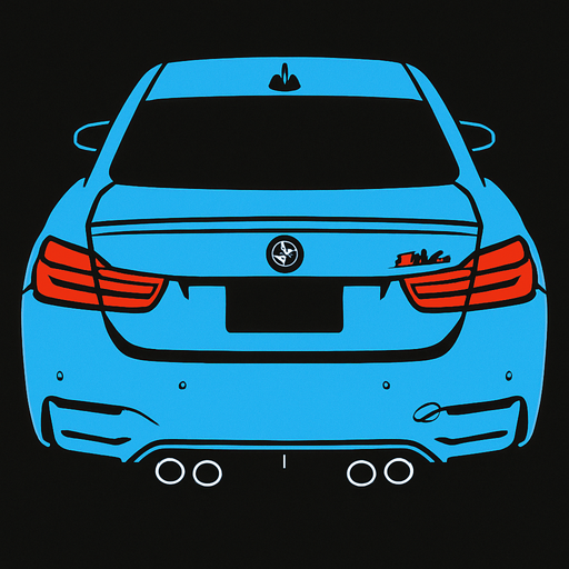 Acik mavi Bmw m4 arkasi ama yukaridan
In-Game asset.  2d.  High contrast.  No shadows