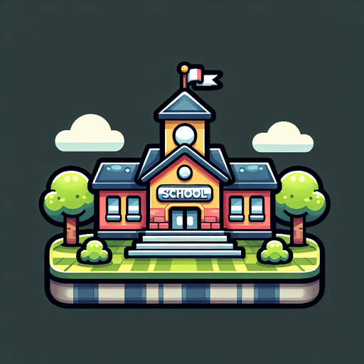 school.
Single Game Texture. In-Game asset. 2d. Blank background. High contrast. No shadows.