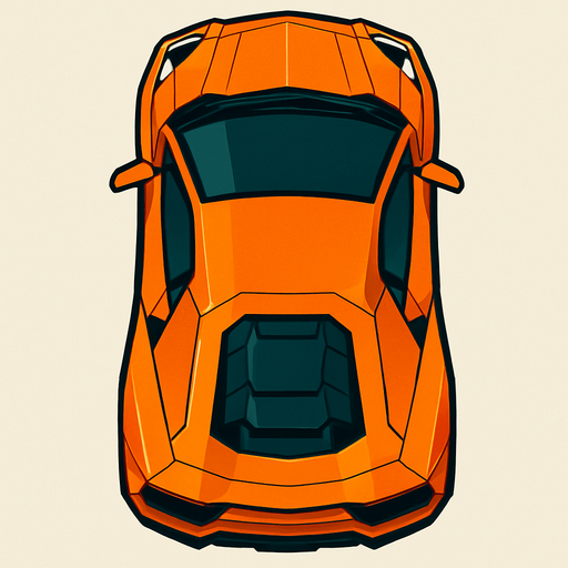 Kuş bakışı Lamborghini.
In-Game asset.  2d.  High contrast.  No shadows