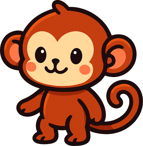 cute monkey.
In-Game asset.  2d.  High contrast.  No shadows