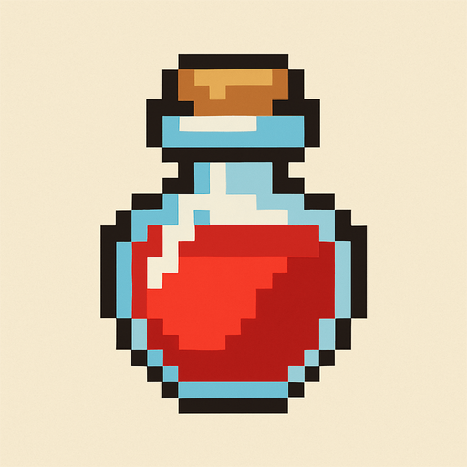 2d pixel art red heal pot bottle.
In-Game asset.  2d.  High contrast.  No shadows