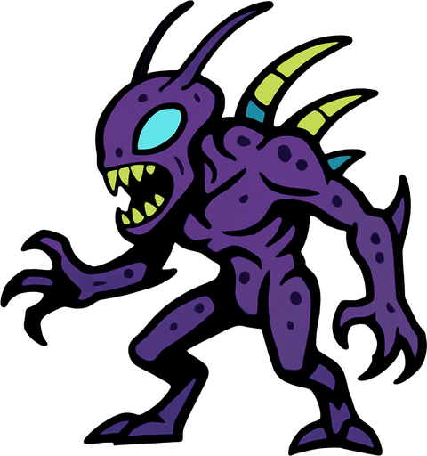 alien creature drawing.
In-Game asset.  2d.  High contrast.  No shadows