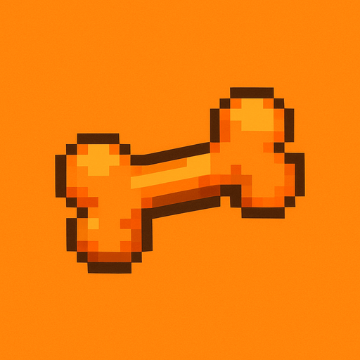 Turuncu piksel kemik.
In-Game asset.  2d.  High contrast.  No shadows