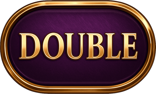 Crea un asset visual para el botón 'DOUBLE' (Doblar Apuesta) para la mesa de Blackjack de lujo.

Objetivo: Un botón claro y elegante que permita al jugador doblar su apuesta, coherente con la opulencia del casino.

Diseño:

Forma: Óvalo o rectángulo con bordes suaves, prominente y fácil de pulsar.

Texto Central: La palabra 'DOUBLE' (o 'DOBLAR') en mayúsculas, con tipografía audaz, limpia y elegante de casino.

Color: Base en un color que sugiera riesgo/recompensa, como un púrpura real o un dorado más oscuro, con acabado metálico o pulido.

Borde: Un borde brillante en dorado o plateado.

Efectos (si Upit lo permite):

Sutil efecto de relieve o biselado para darle profundidad.

Un ligero brillo o resplandor que lo haga destacar.

Textura que simule metal pulido o un material lujoso.

Fondo: Asset independiente con fondo transparente..
In-Game asset.  2d.  High contrast.  No shadows