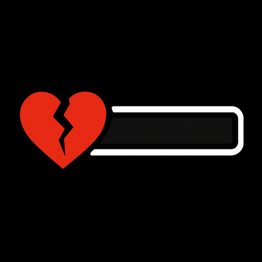 Barra de vida vacia con un corazón roto
In-Game asset.  2d.  High contrast.  No shadows