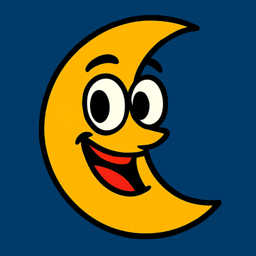 LUna animada.
In-Game asset.  2d.  High contrast.  No shadows