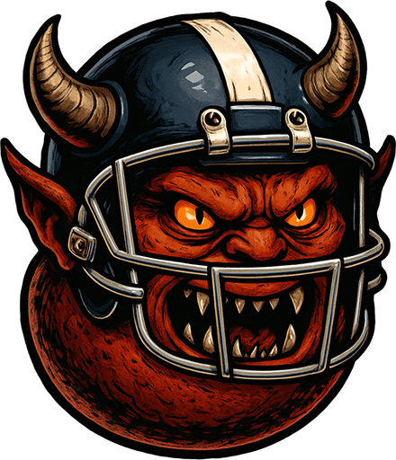 un demonio bola con un casco de jugador de futbol americano ultra realista.
In-Game asset.  2d.  High contrast.  No shadows