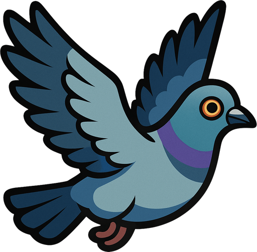 pigeon flying.
In-Game asset.  2d.  High contrast.  No shadows