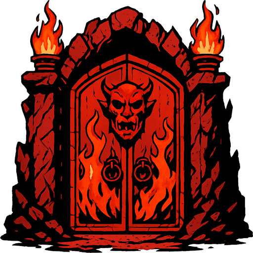 puerta del infierno.
In-Game asset.  2d.  High contrast.  No shadows