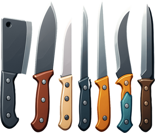 Pack of different knives.
In-Game asset.  High contrast.  No shadows. 3D