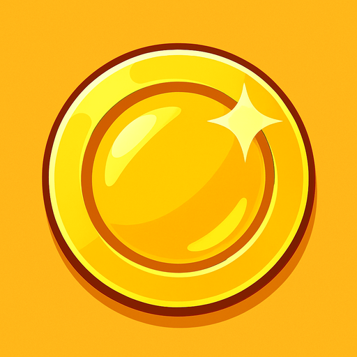 shiny coin.
In-Game asset.  2d.  High contrast.  No shadows
