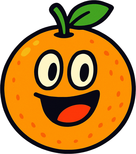 Naranja animada.
In-Game asset.  2d.  High contrast.  No shadows
