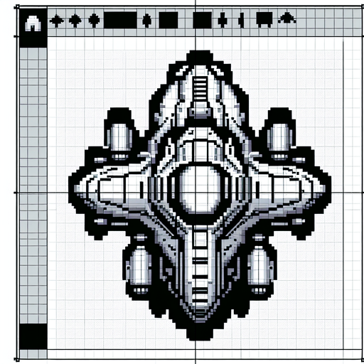 65604d9e9017209915d71b35: Top down shooter, alien space craft enemy craft, retro pixel art 
Single Game Texture. In-Game asset. 2d. Blank background. High contrast. No shadows.