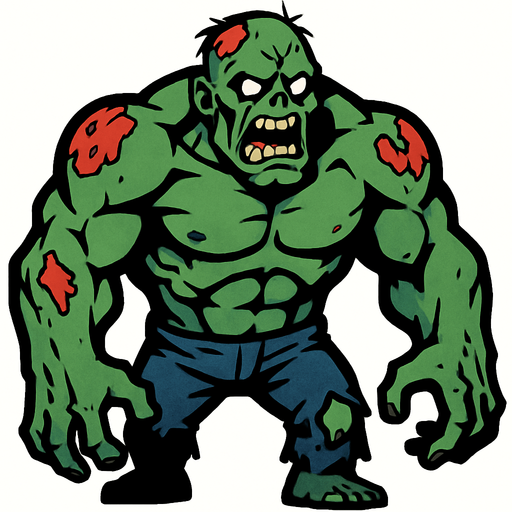 tank zombie.
In-Game asset.  2d.  High contrast.  No shadows