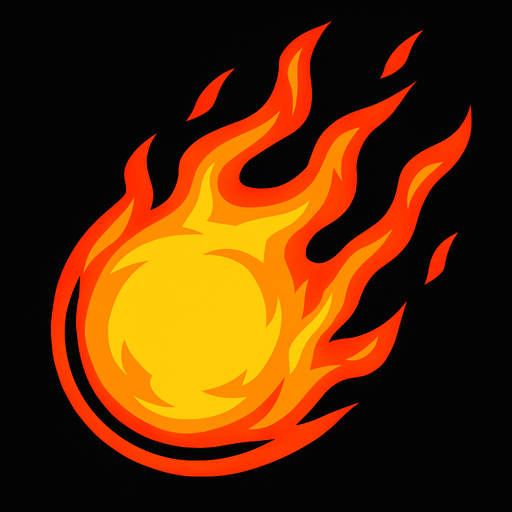Fireball.
In-Game asset.  2d.  High contrast.  No shadows