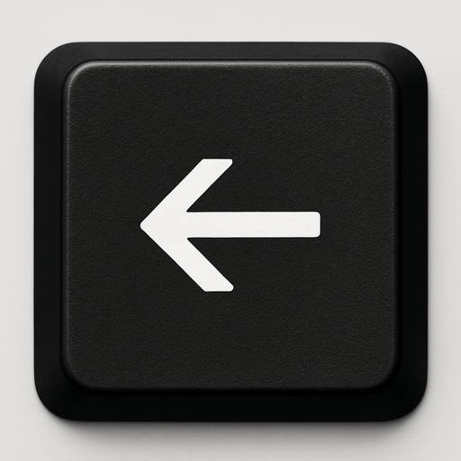 BLACK BACKSPACE BUTTON BUT JUST THE BACKWARD ARROW. FRONT VIEW