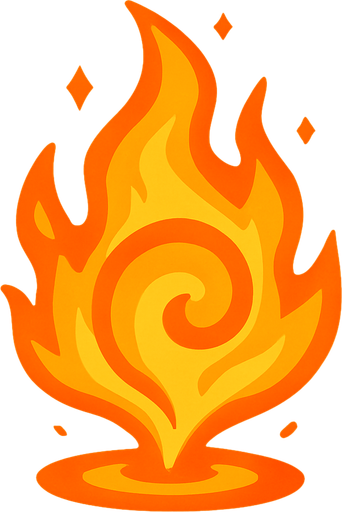 an orange magic.
In-Game asset.  2d.  High contrast.  No shadows