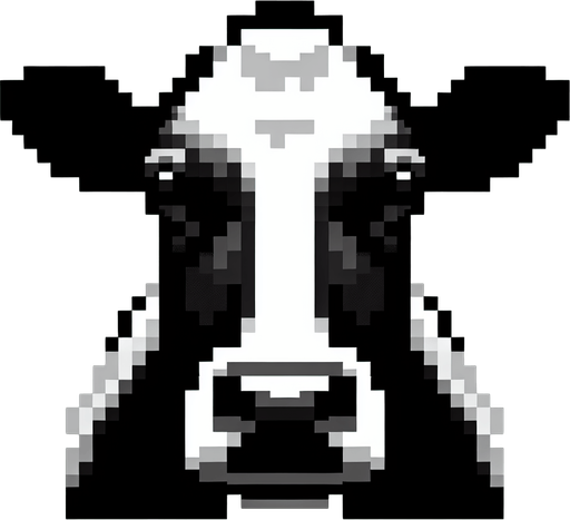 Cow.
Single Game Texture. In-Game asset. 2d. Blank background. High contrast. No shadows.