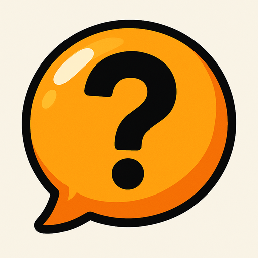 Orange bubble with question mark.
In-Game asset.  2d.  High contrast.  No shadows