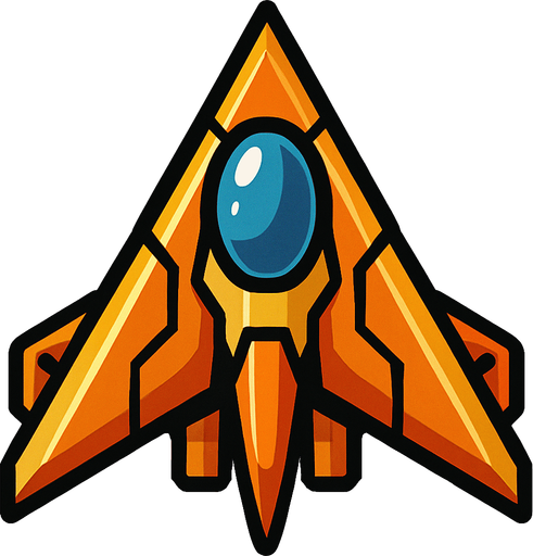 A triangular spaceship.
In-Game asset.  2d.  High contrast.  No shadows
