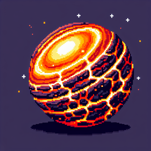 pixel art earth Core.
Single Game Texture. In-Game asset. 2d. Blank background. High contrast. No shadows.