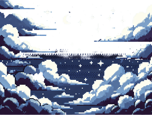 night sky. pixelart. seamless. clouds. Single Game Texture. In-Game asset. 2d. Blank background. High contrast. No shadows.