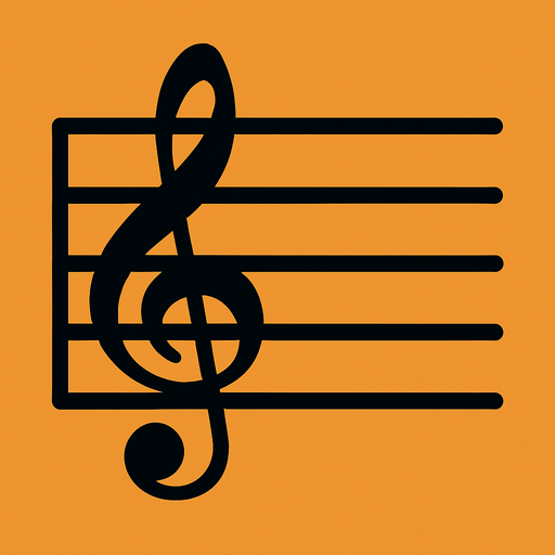 Solfej çizgileri başında da sol anahtarı.
In-Game asset.  2d.  High contrast.  No shadows