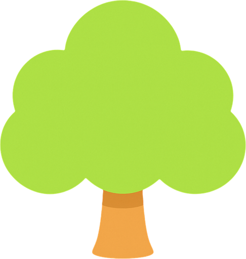 a single simple kawaii tree without outlines and no face, for a non-distracting game background.
In-Game asset.  2d.  High contrast.  No shadows