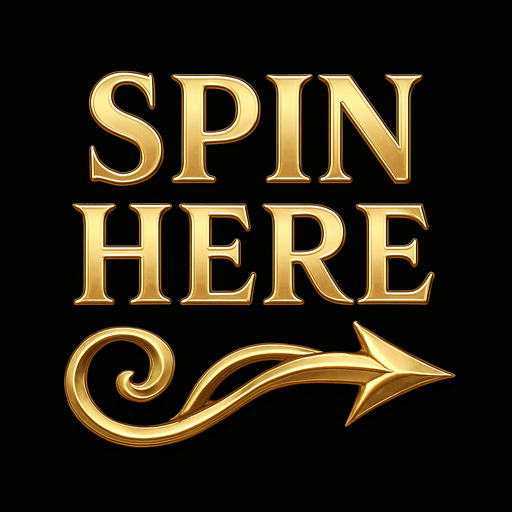 Crea un asset visual para una indicación de acción que diga 'Spin Here' con una flecha decorativa señalando a la derecha.

Objetivo: Guiar al usuario a un botón de giro o a una zona interactiva, con un toque de lujo y dinamismo.

Diseño:

Texto: La frase 'Spin Here' en una tipografía de casino elegante, clara y legible. El texto debe ser prominente.

Color del Texto: Dorado brillante o plateado pulido, con reflejos sutiles.

Flecha: Una flecha que apunte claramente hacia la derecha.

Estilo de la Flecha: Debe tener un diseño ligeramente 'enredado' o 'enrollado', como si fuera una cinta de oro o un elemento de filigrana que se desenrolla para formar la flecha. No debe ser una flecha simple y recta.

Color de la Flecha: Dorado brillante o plateado pulido, a juego con el texto.

Efectos: Sutiles brillos y sombras para darle volumen y un aspecto metálico.

Composición: El texto 'Spin Here' y la flecha deben estar visualmente conectados, formando un solo asset cohesivo. La flecha puede sali.
In-Game asset.  2d.  High contrast.  No shadows