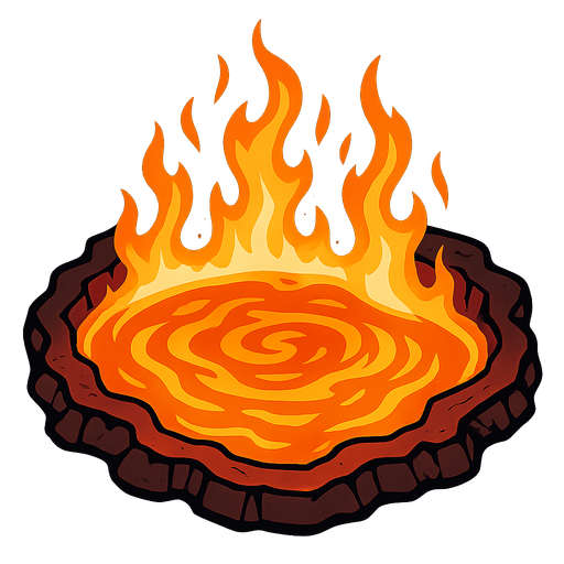pool of fire with top down view.
In-Game asset.  2d.  High contrast.  No shadows