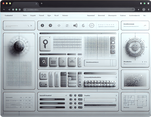 A clean and functional browser UI displaying an illegal hacking website. The page uses a light, minimalist theme with a subtle grey and white color palette to mimic a legitimate site. The main content area features a grid layout of discreetly labeled icons, each representing hacking tools, scripts, or encrypted data for sale, blending in as if it were a professional tech page.

In the top-left corner, a small visual cue, such as an encrypted symbol or a faintly styled link, hints at the site's true purpose without drawing too much attention. The interface is designed to look deceptively ordinary, with clean lines, clear fonts, and minimal decorative elements, giving the appearance of a legitimate web application while concealing its illicit nature.
Single Game Texture. In-Game asset. 2d. Blank background. High contrast. No shadows.