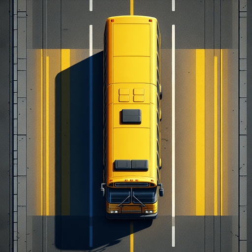 Yellow bus in a top down view.
Single Game Texture.  In-Game asset.  High contrast.  No shadows