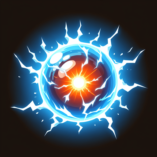 energy ball.
Single Game Texture. In-Game asset. 2d. Blank background. High contrast. No shadows.