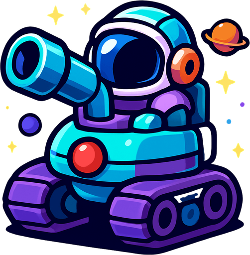tank hero character space galaxy theme tower defense game.
In-Game asset.  2d.  High contrast.  No shadows