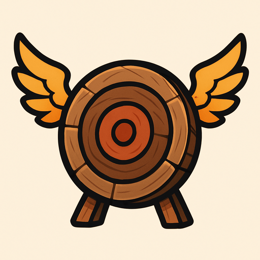 wooden target with wings.
In-Game asset.  2d.  High contrast.  No shadows