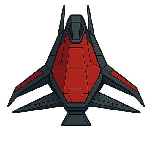 a enemy space ship hunter ship. No background. Transparent background. Blank background. No shadows. 2d. In-Game asset. flat