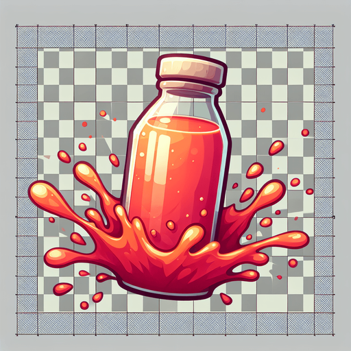 juice splash asset.
Single Game Texture.  In-Game asset.  2d.  Blank background.  High contrast.  No shadows