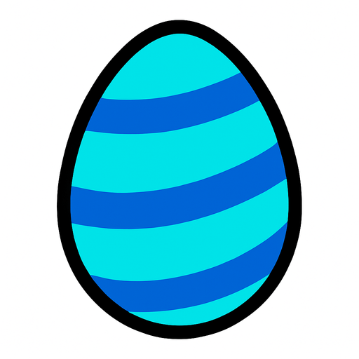 A Cyan egg with Blue Stripes.
In-Game asset.  2d.  High contrast.  No shadows