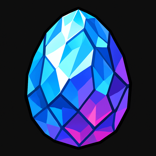 A Crystal-like egg.
In-Game asset.  2d.  High contrast.  No shadows