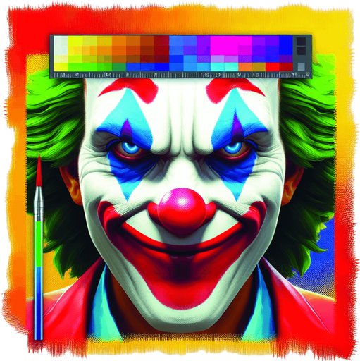 clown face.
Single Game Texture.  In-Game asset.  2d.  Blank background.  High contrast.  No shadows
