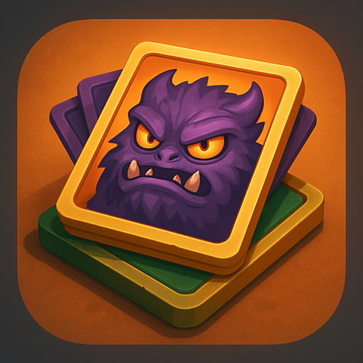 Modern App Store icon, high definition, square with rounded corners, for a game. No text on icon! monster card deck