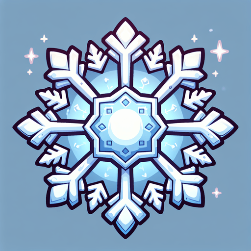снежинка. мультяшная.
Single Game Texture.  In-Game asset.  2d.  Blank background.  High contrast.  No shadows
