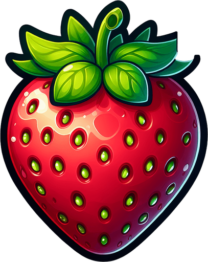 strawberry,cartoon,2d,blank background.
Single Game Texture.  In-Game asset.  2d.  Blank background.  High contrast.  No shadows