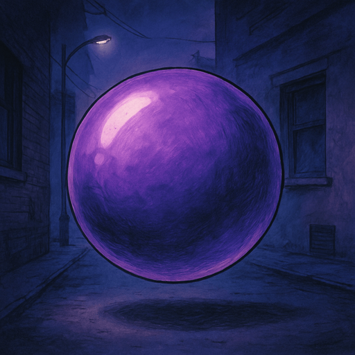 semi-realistic comic book style, lo-fi urban atmosphere, rich textures, cinematic framing, purple and blue tones, soft gradients