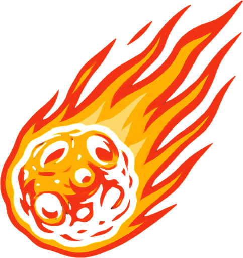 draw a falling meteor.
In-Game asset.  2d.  High contrast.  No shadows