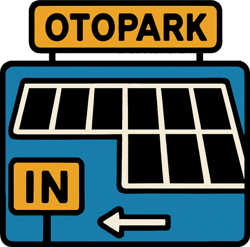 Otopark 8 slotlu.
In-Game asset.  2d.  High contrast.  No shadows