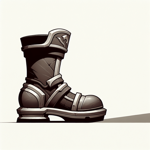 Warcraft 3 art of a boot. Side-view..
Single Game Texture. In-Game asset. 2d. Blank background. High contrast. No shadows.