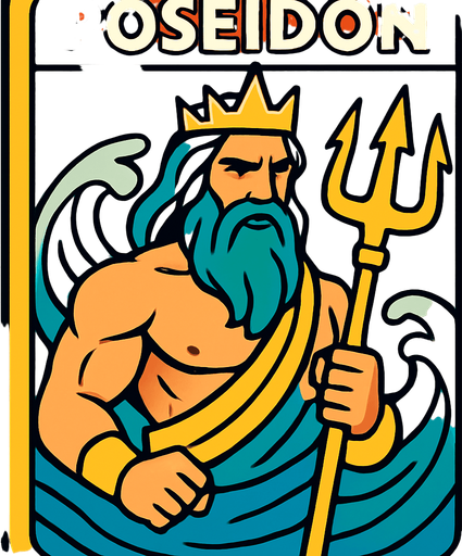 poseidon card.
In-Game asset.  2d.  High contrast.  No shadows